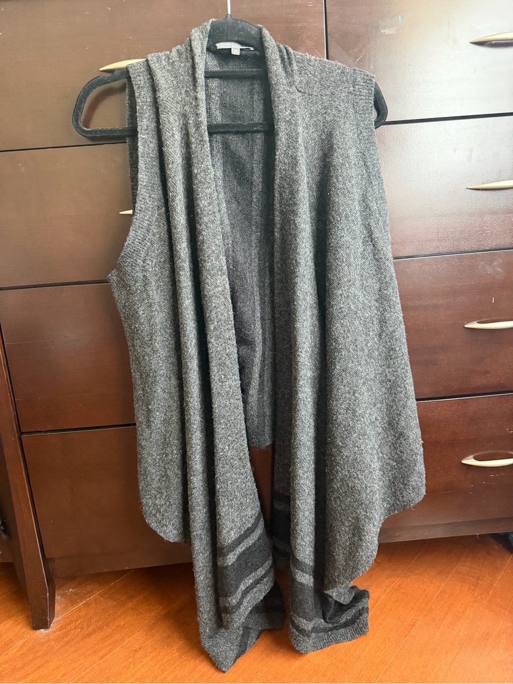 Vince Charcoal Gray Sleeveless Draped Knit Vest